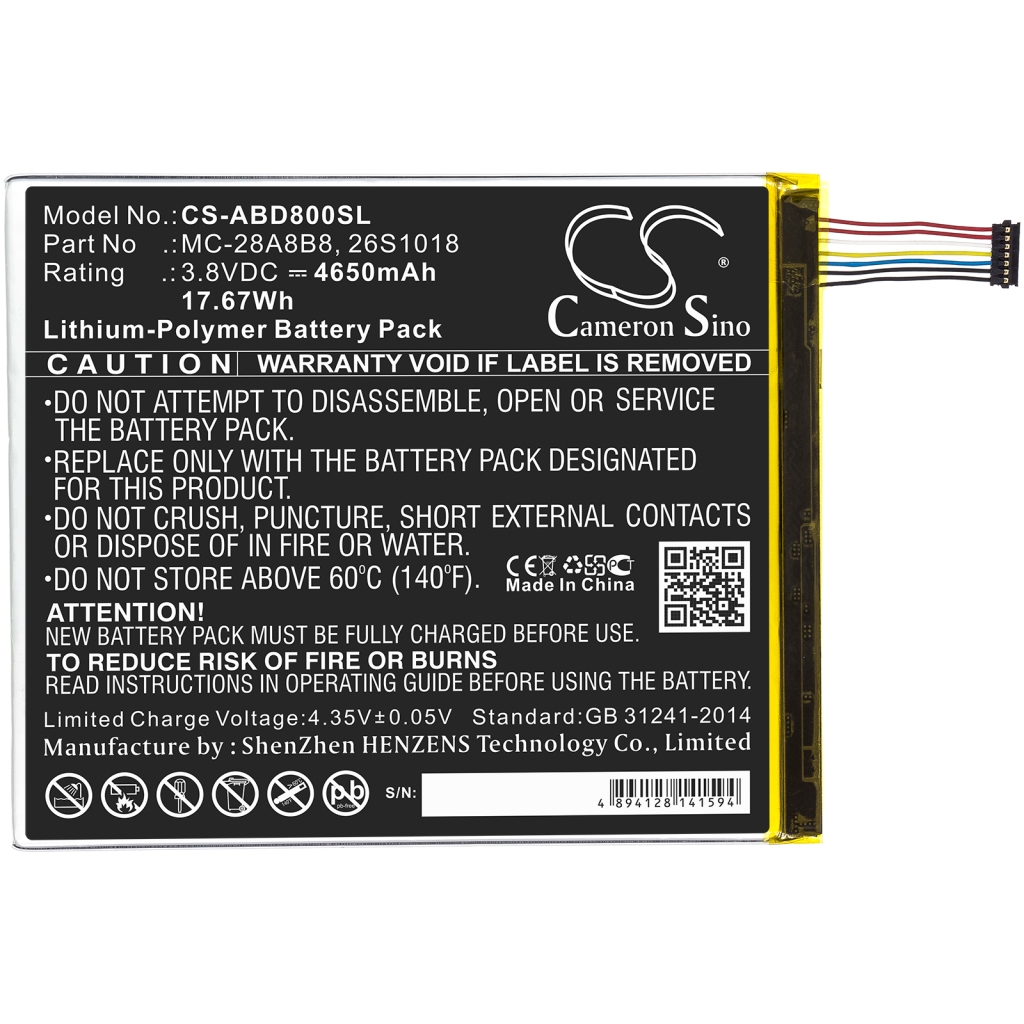 Batería de la tableta Amazon CS-ABD800SL