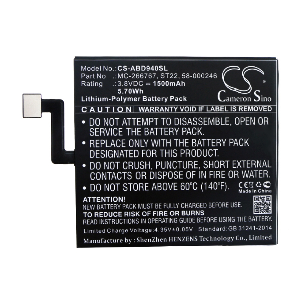 Batería de la tableta Amazon CS-ABD940SL