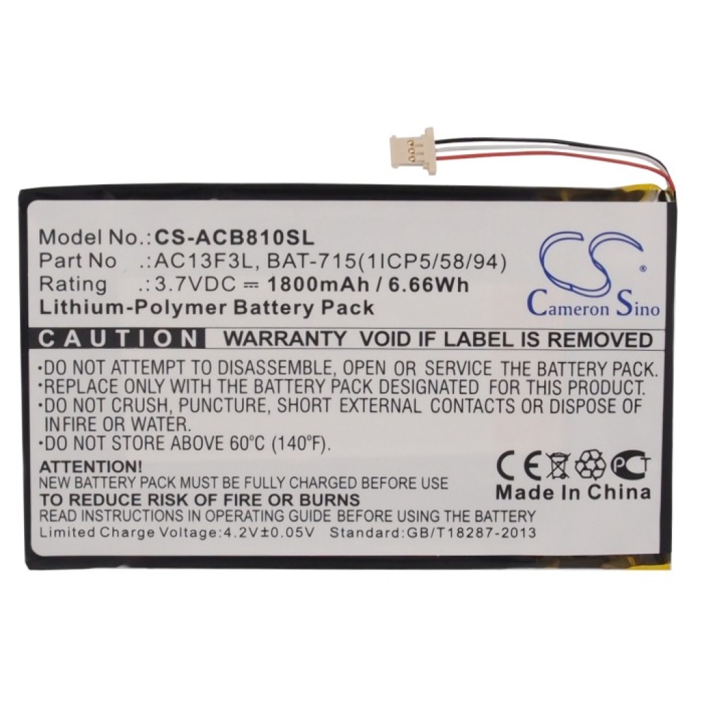 Batería de la tableta Acer CS-ACB810SL