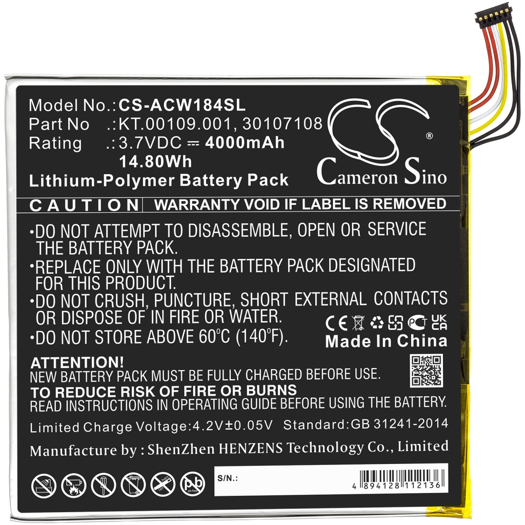 Batería de la tableta Acer CS-ACW184SL