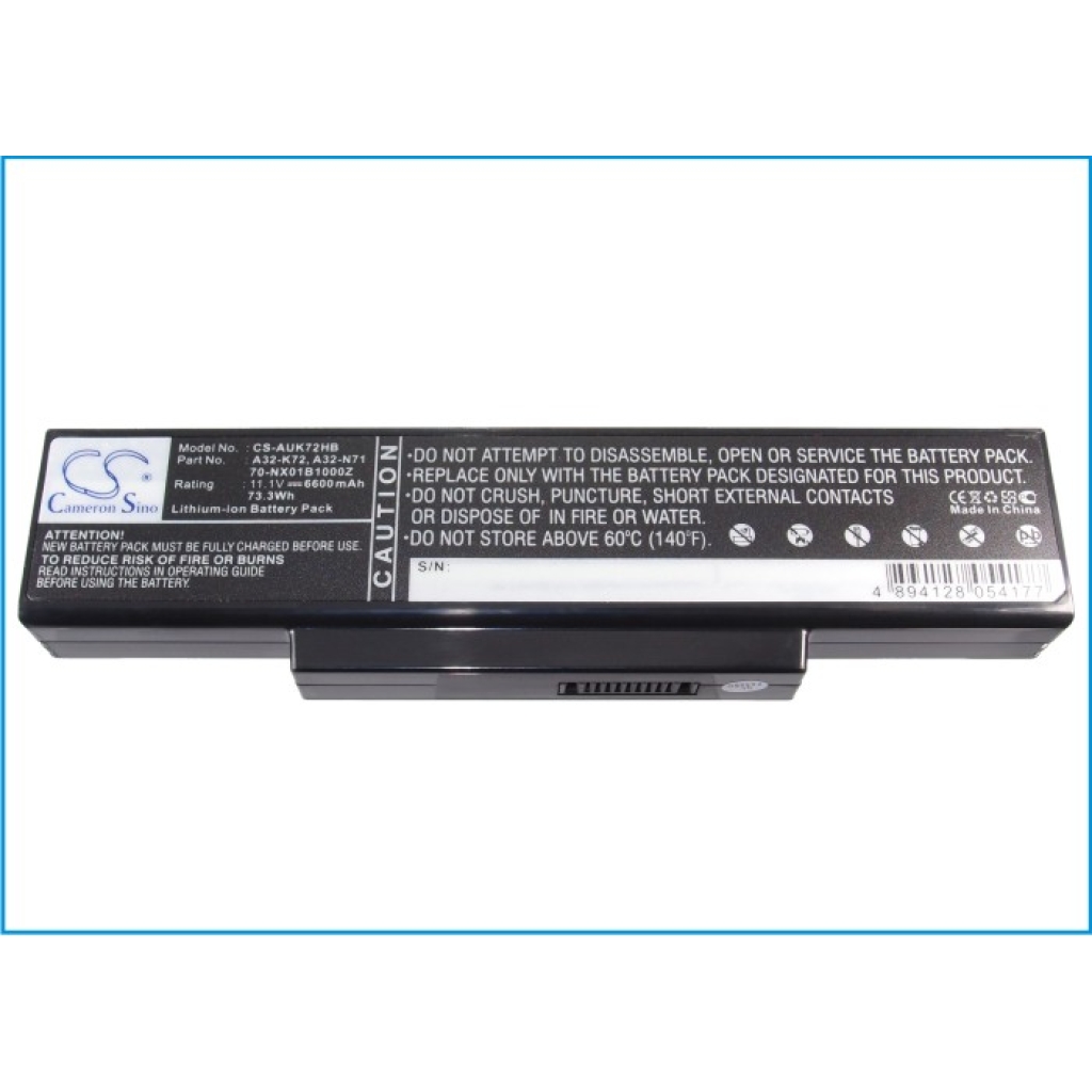 Batería para portátil Asus A72JR