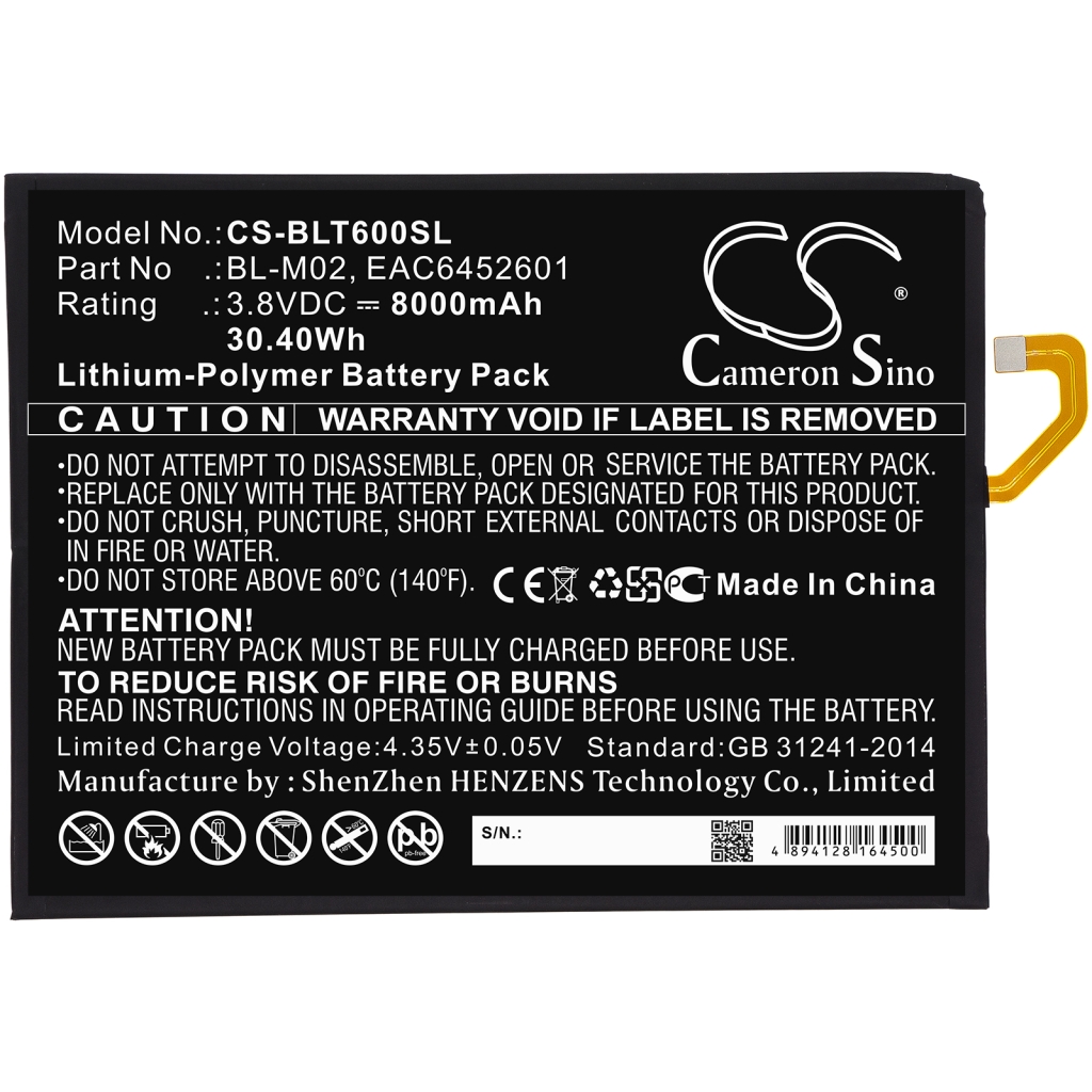 Batería de la tableta LG CS-BLT600SL