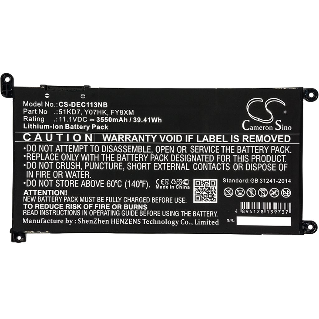 Batería para portátil DELL CS-DEC113NB