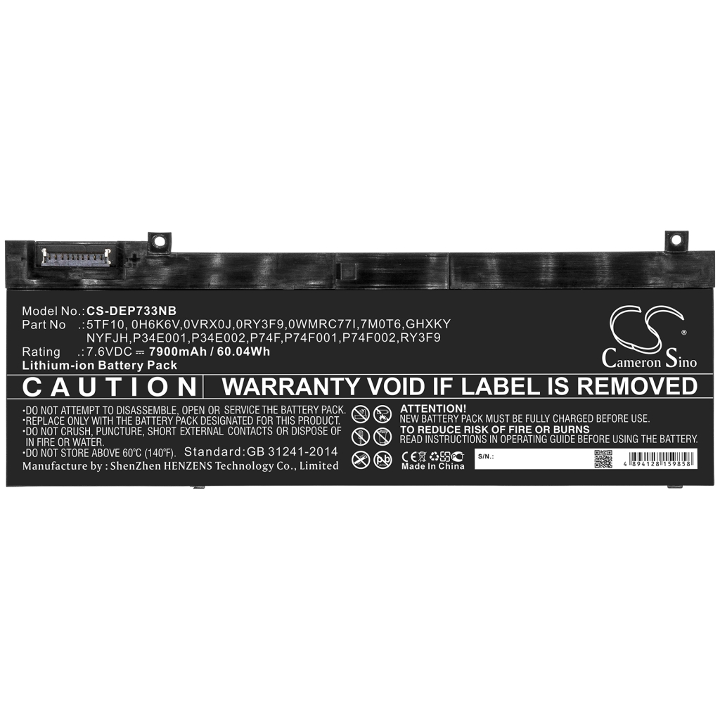 Batería para portátil DELL Precision 7530