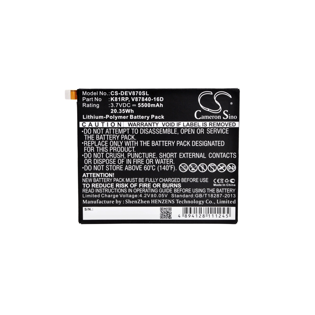Batería de la tableta DELL CS-DEV870SL