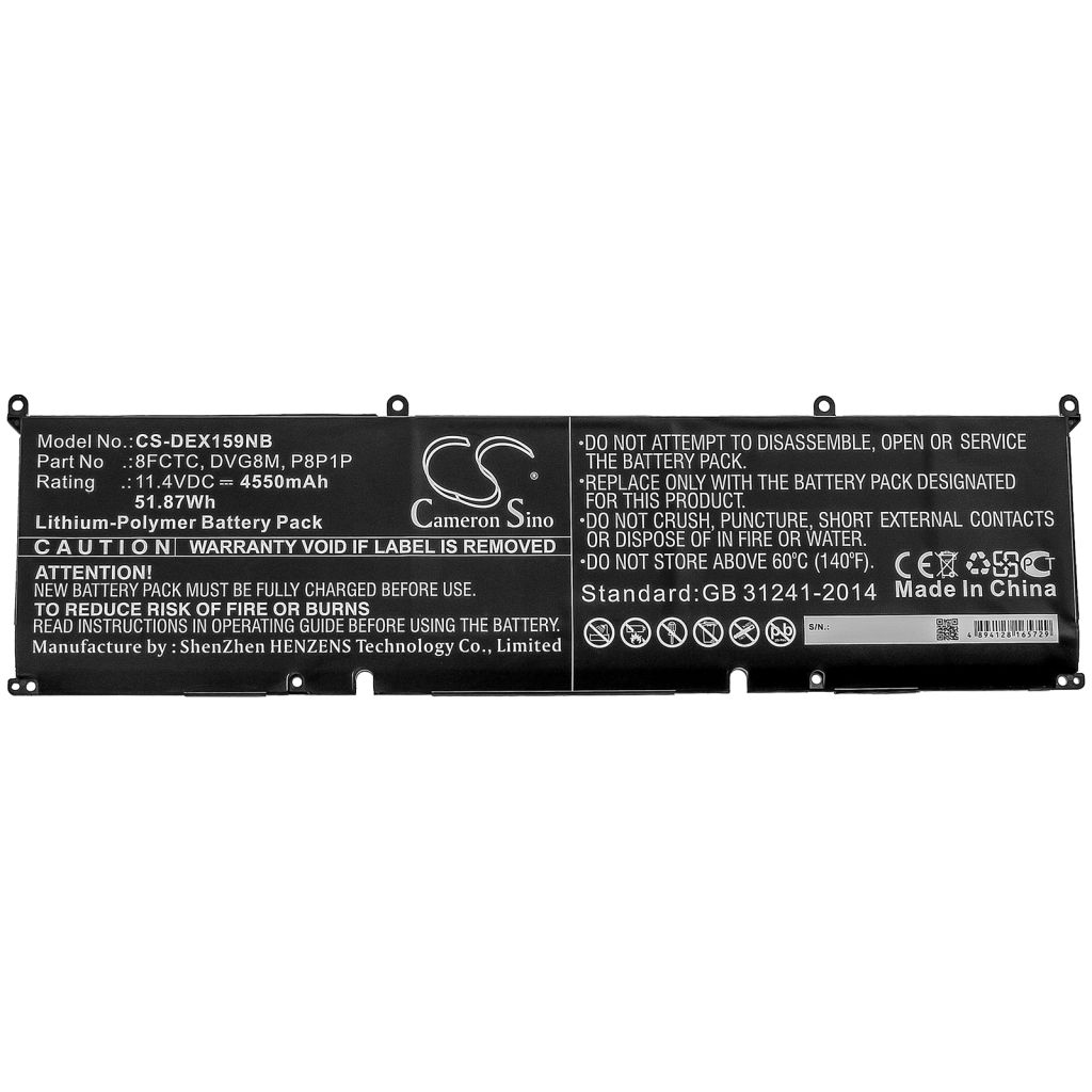 Batería para portátil DELL XPS 15 9500