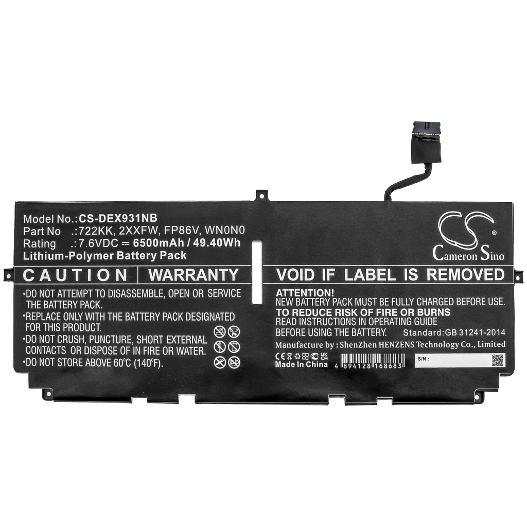 Batería para portátil DELL XPS 13 9300