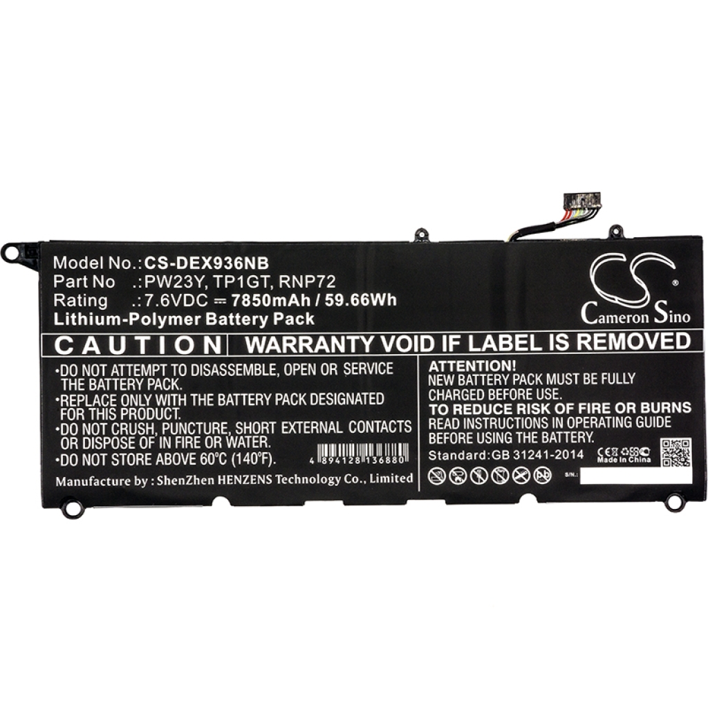 Batería para portátil DELL XPS 13 9360