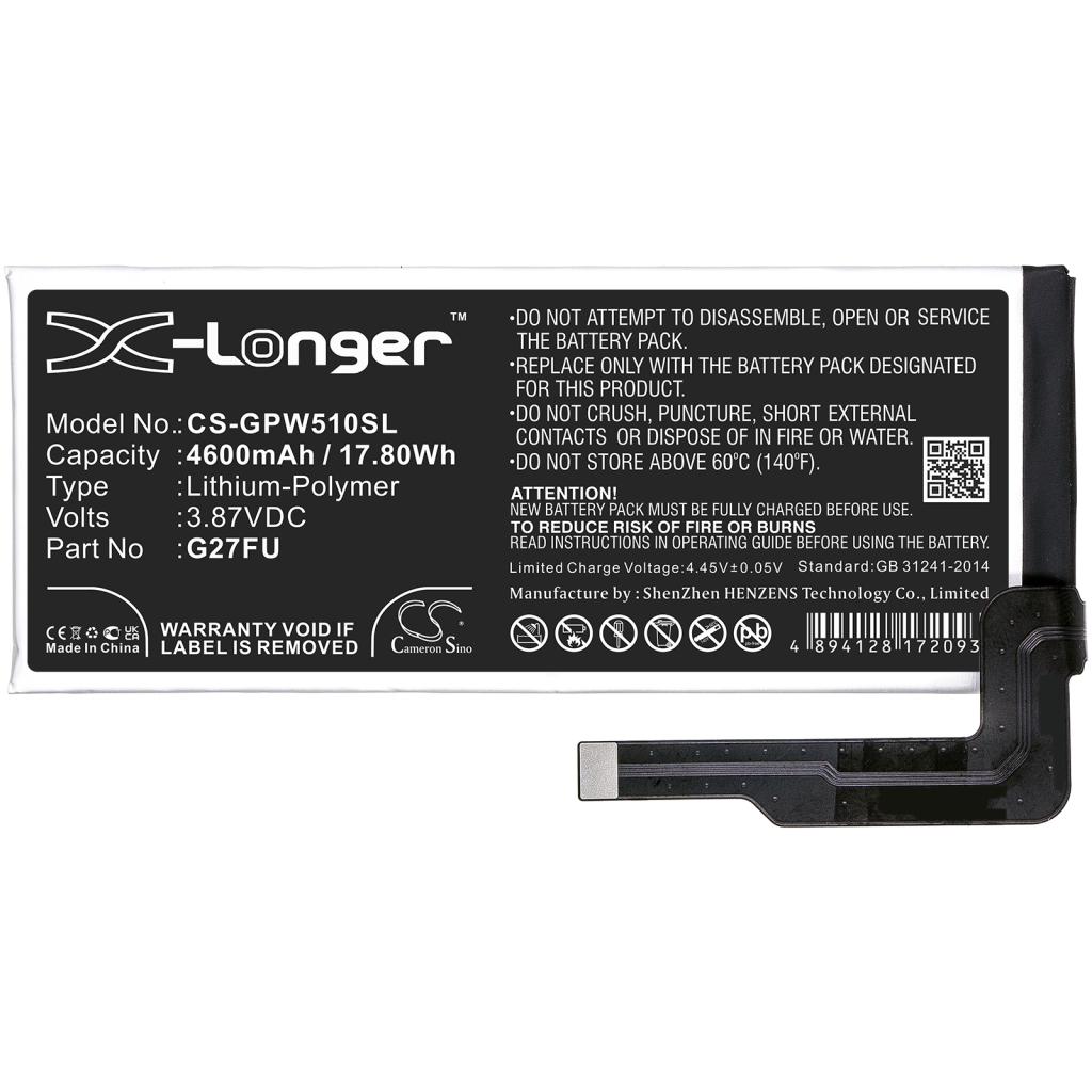 Batería del teléfono móvil Google CS-GPW510SL