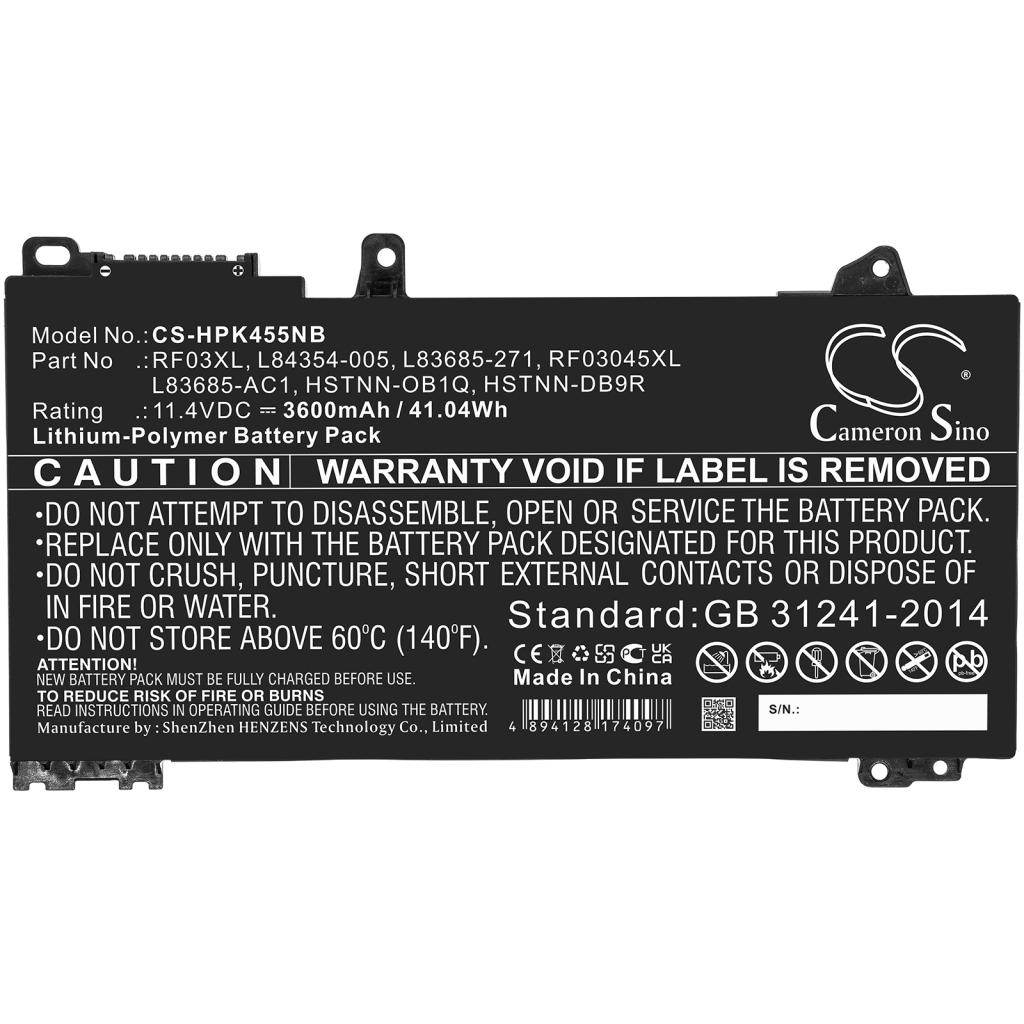 Batería para portátil HP CS-HPK455NB