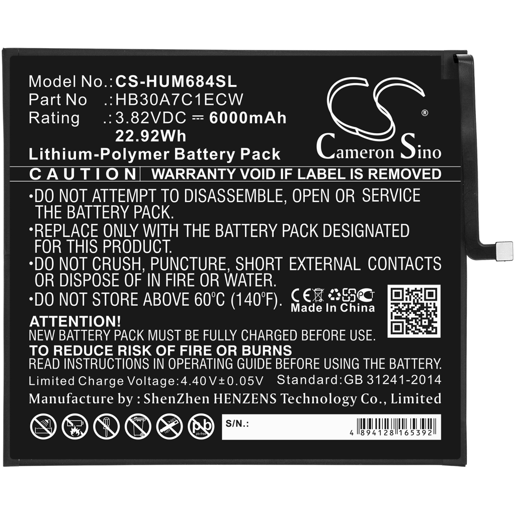 Batería de la tableta Huawei CS-HUM684SL