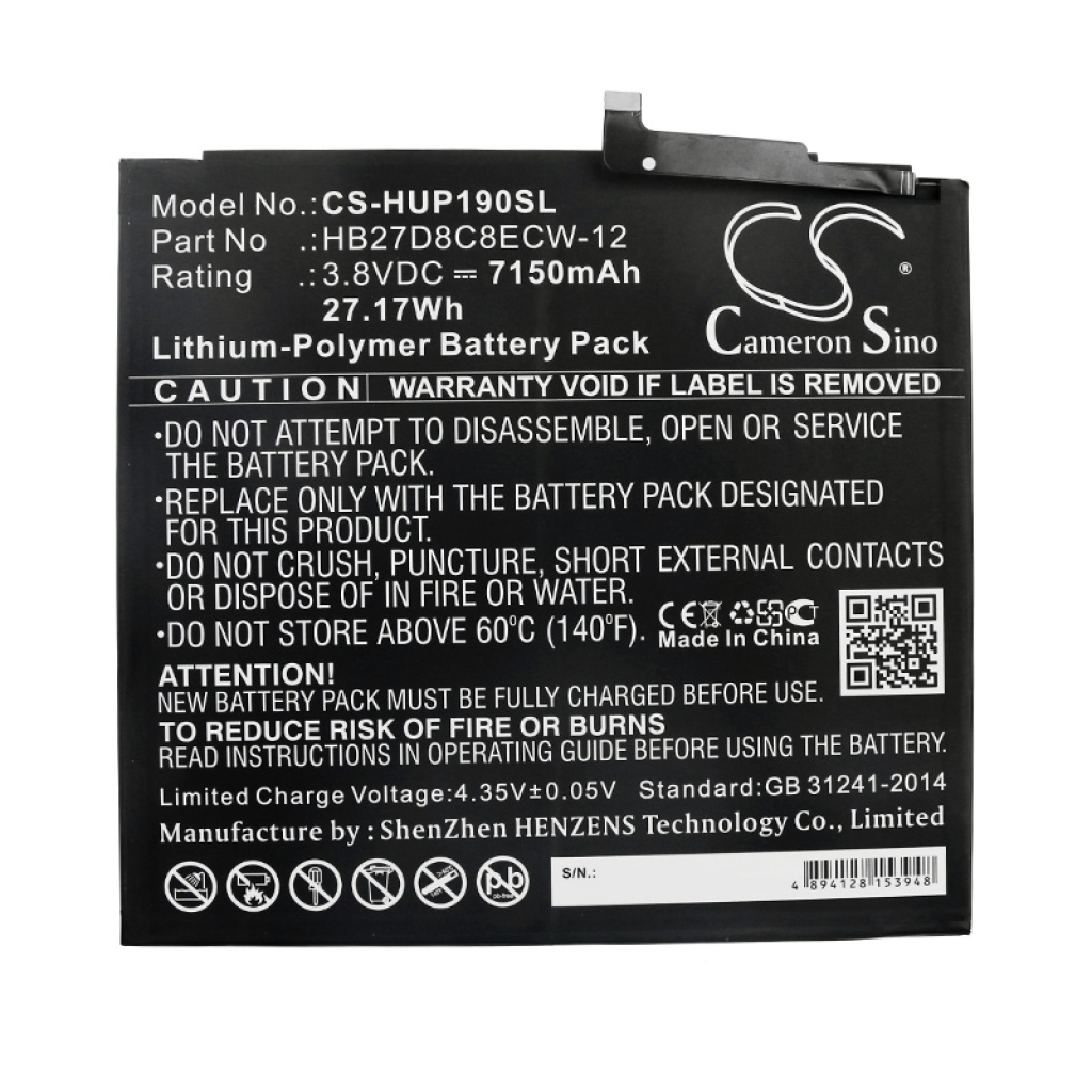 Batería de la tableta Huawei CS-HUP190SL