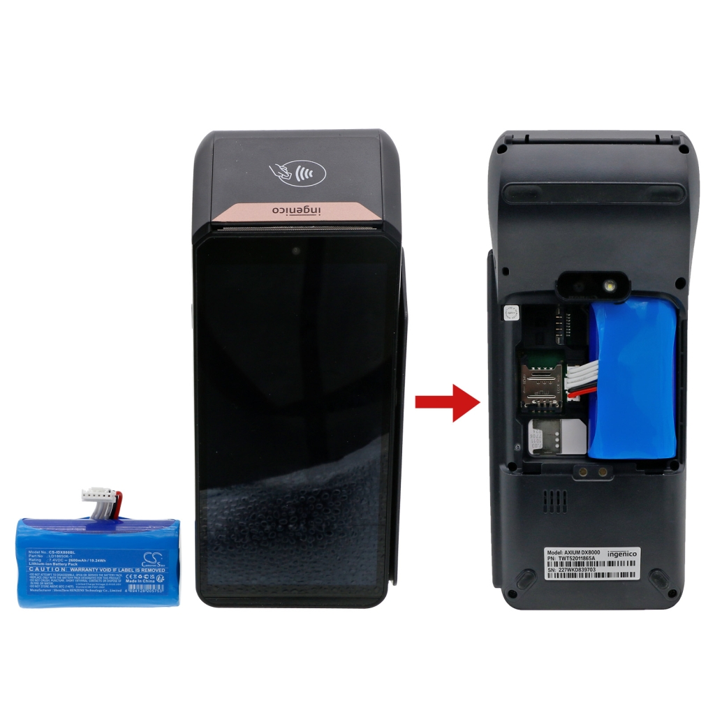 Terminal de pago Batería Ingenico AXIUM DX8000