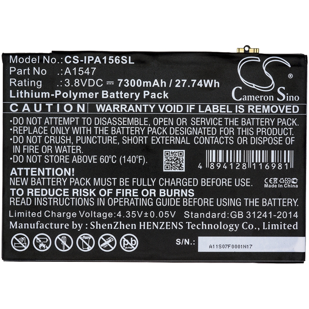 Batería de la tableta Apple CS-IPA156SL