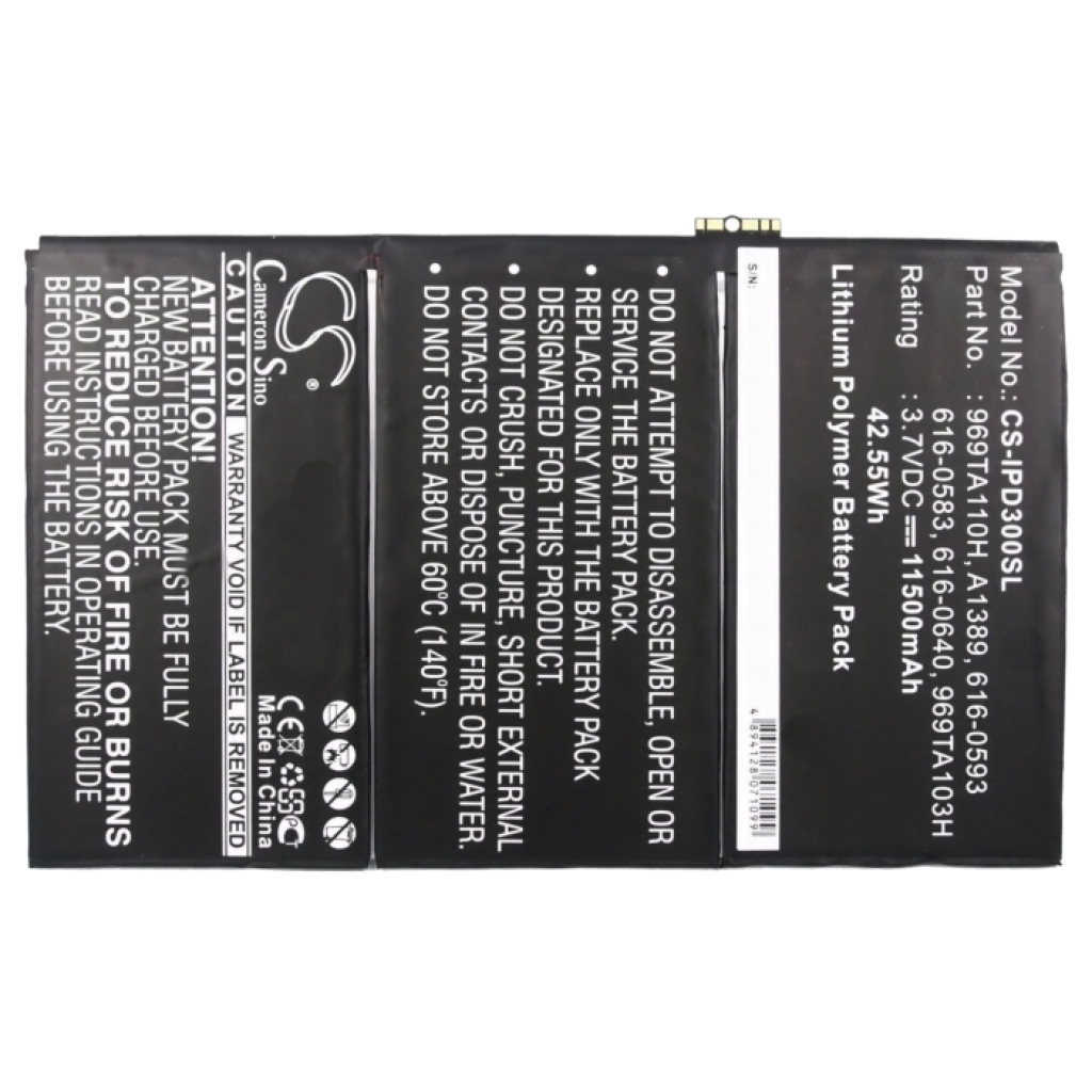 Batería de la tableta Apple CS-IPD300SL