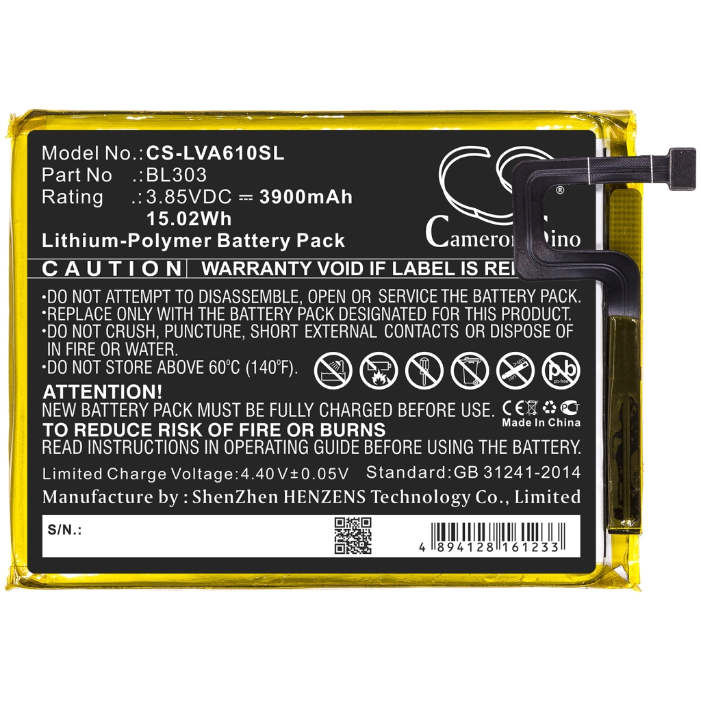 Batería del teléfono móvil Lenovo CS-LVA610SL