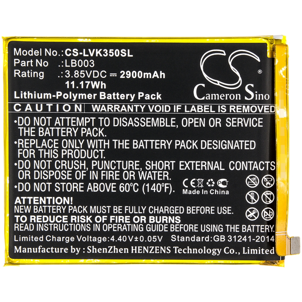Batería del teléfono móvil Lenovo CS-LVK350SL
