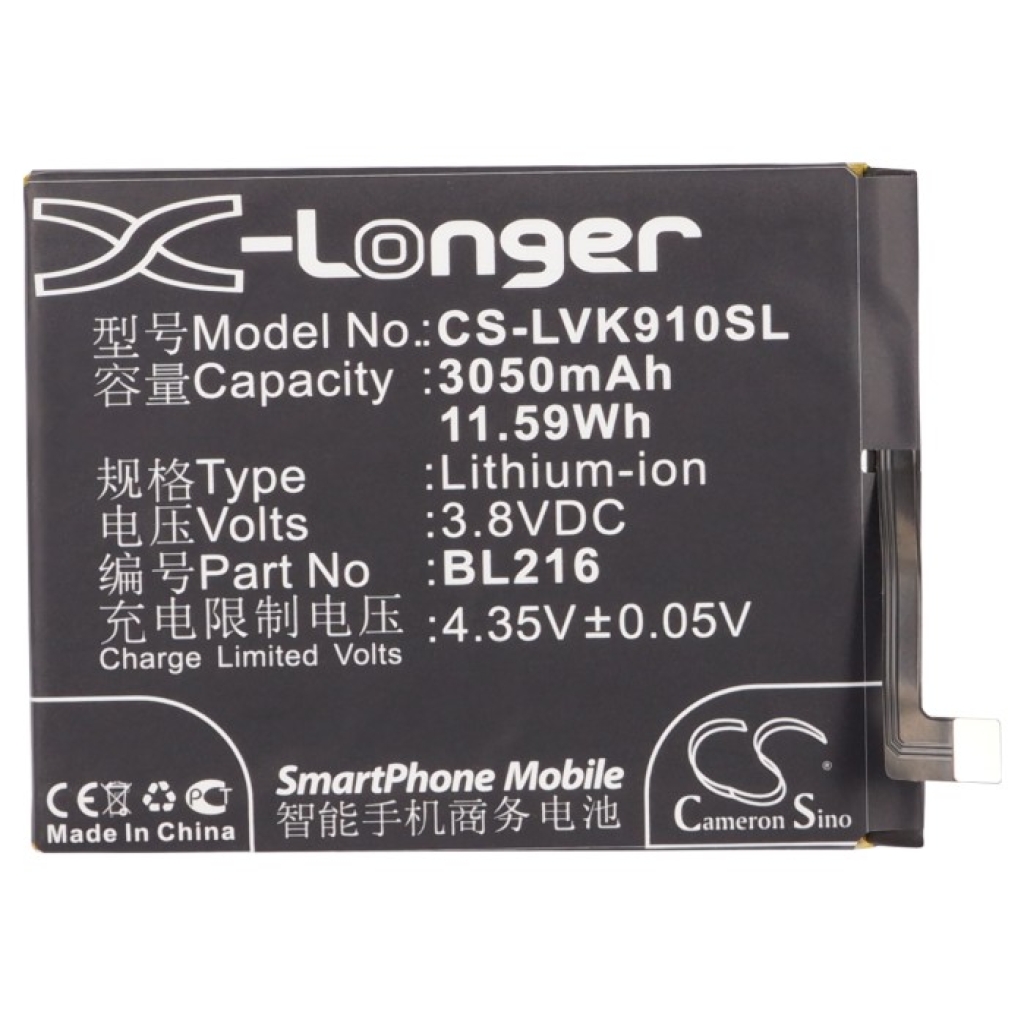 Batería del teléfono móvil Lenovo CS-LVK910SL