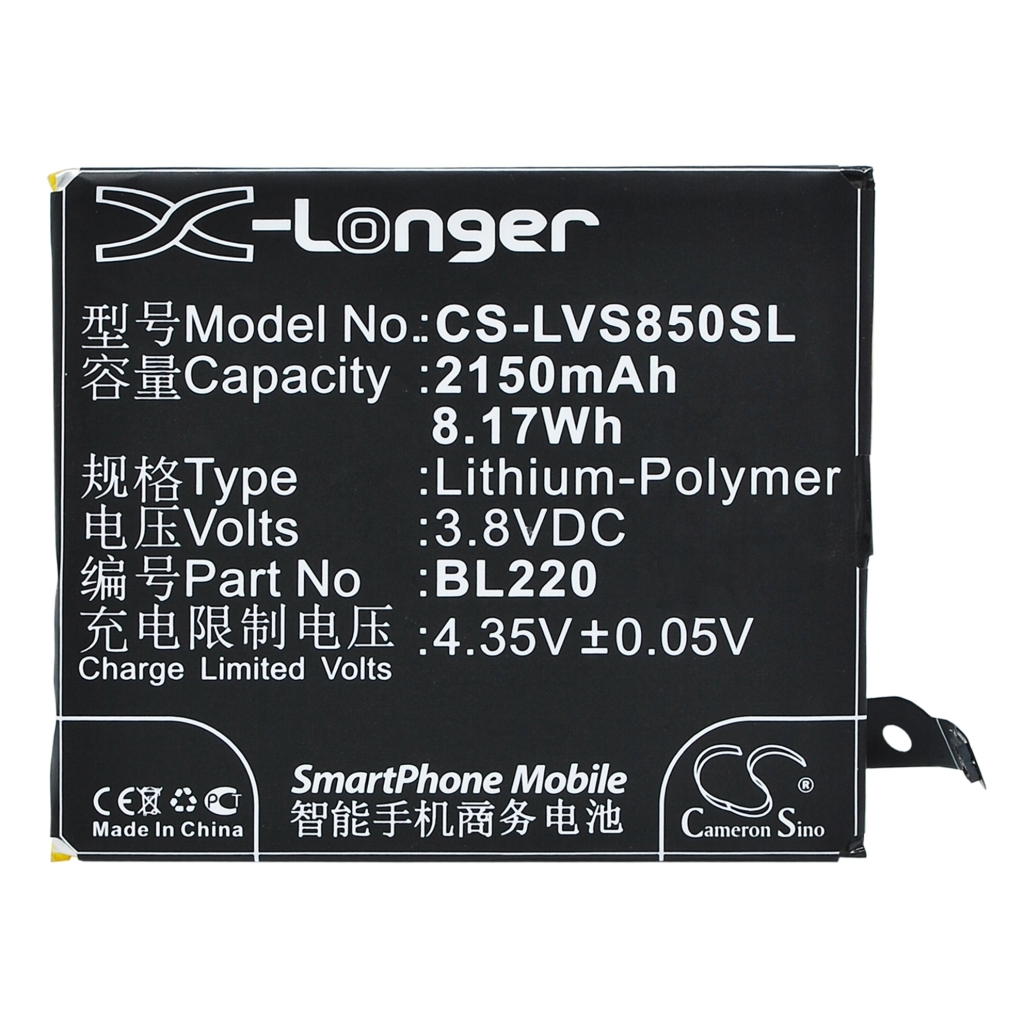Batería del teléfono móvil Lenovo CS-LVS850SL