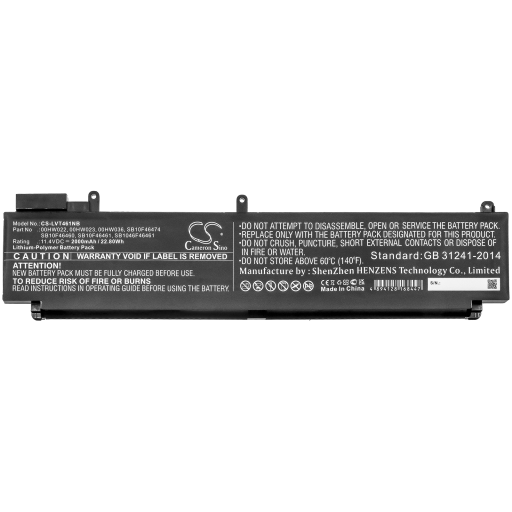Batería para portátil Lenovo ThinkPad T460s(20F9A02PCD)