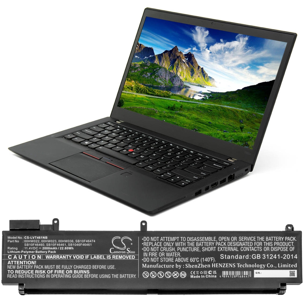Batería para portátil Lenovo ThinkPad T460s(20F9A02PCD)