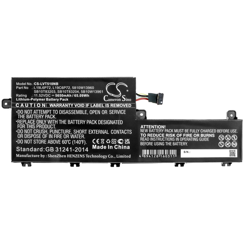 Batería para portátil Lenovo CS-LVT510NB