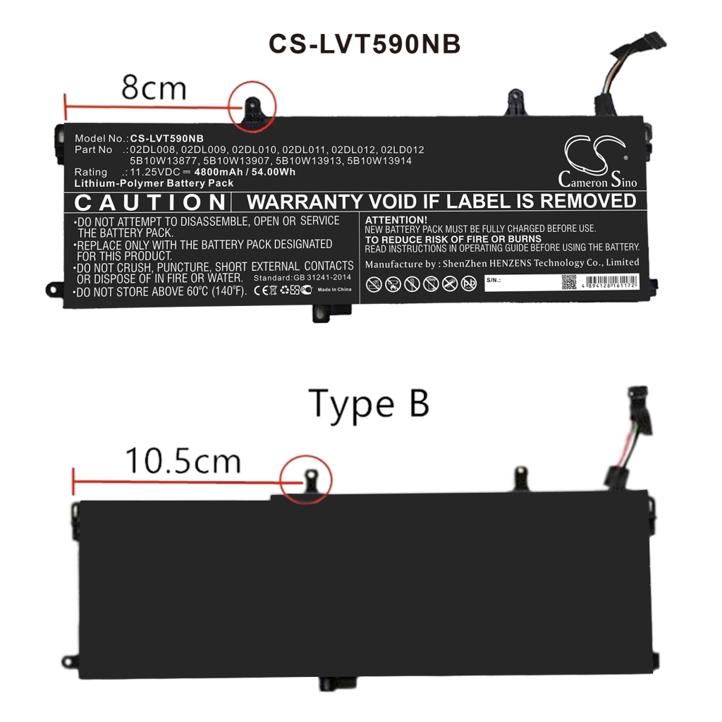 Batería para portátil Lenovo CS-LVT590NB