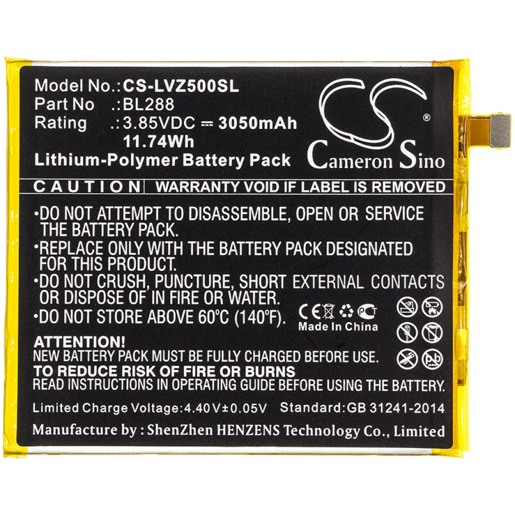 Batería del teléfono móvil Lenovo CS-LVZ500SL
