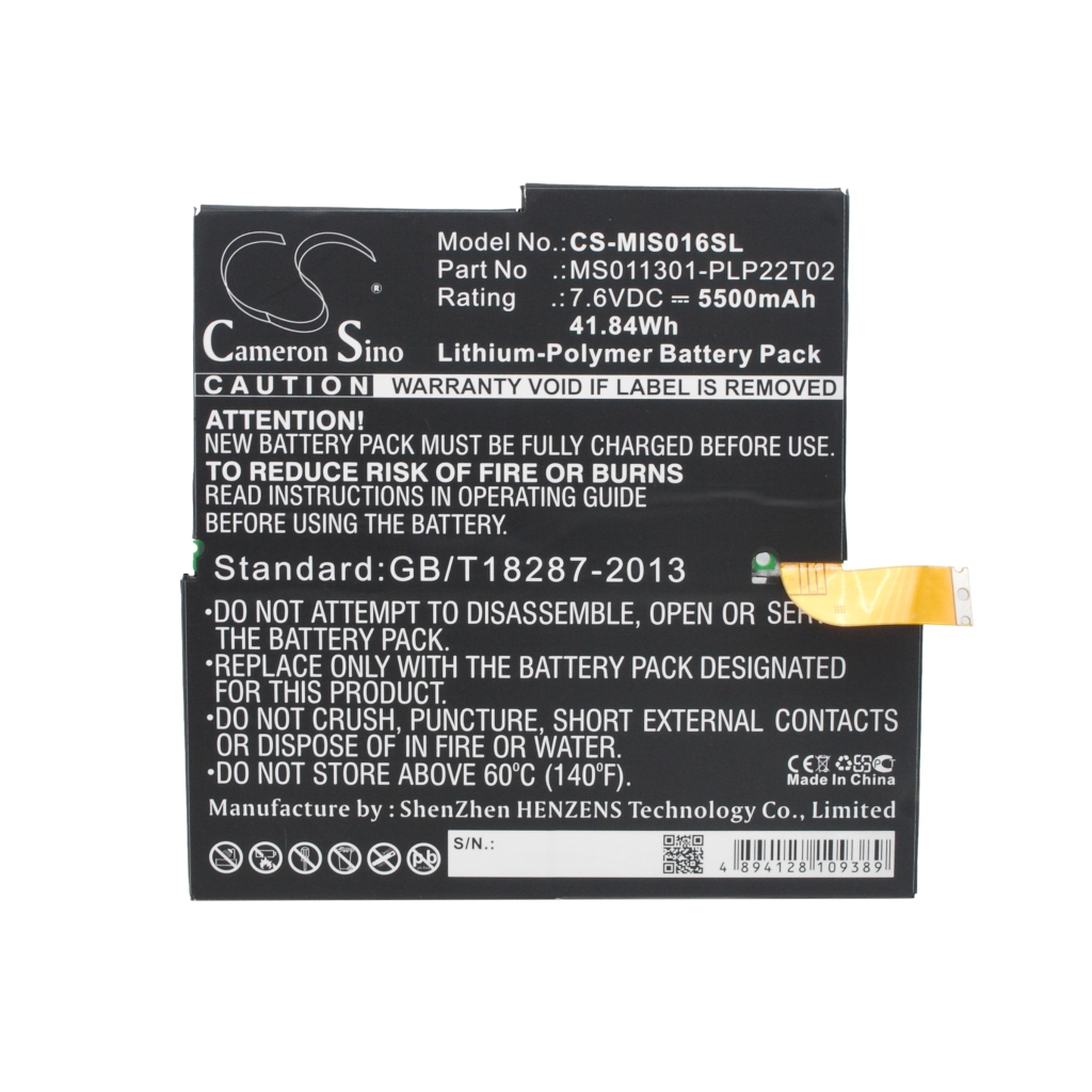 Batería de la tableta Microsoft CS-MIS016SL