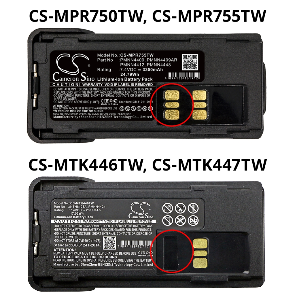 Batería de radio de dos vías Motorola CS-MPR755TW
