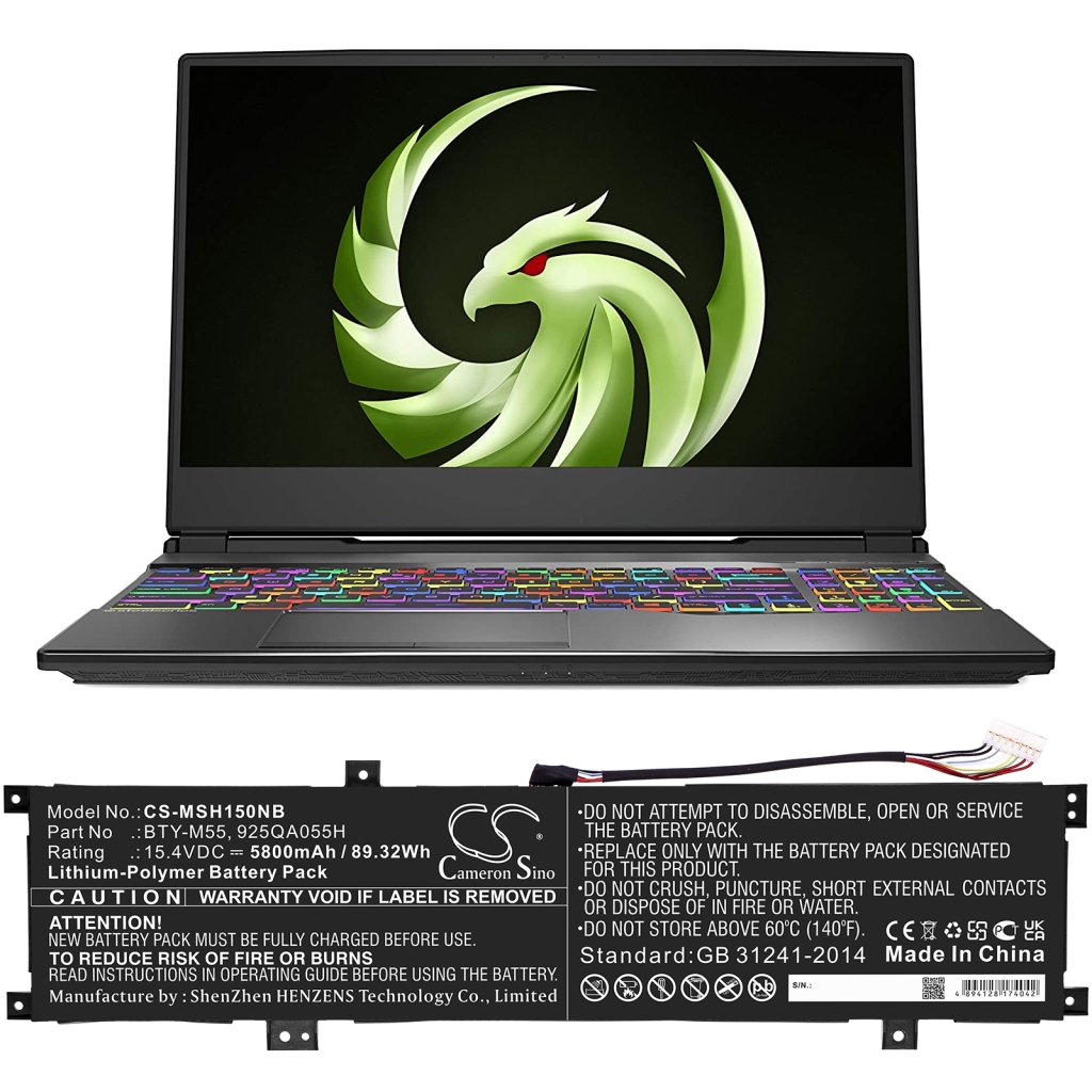 Batería para portátil MSI CS-MSH150NB