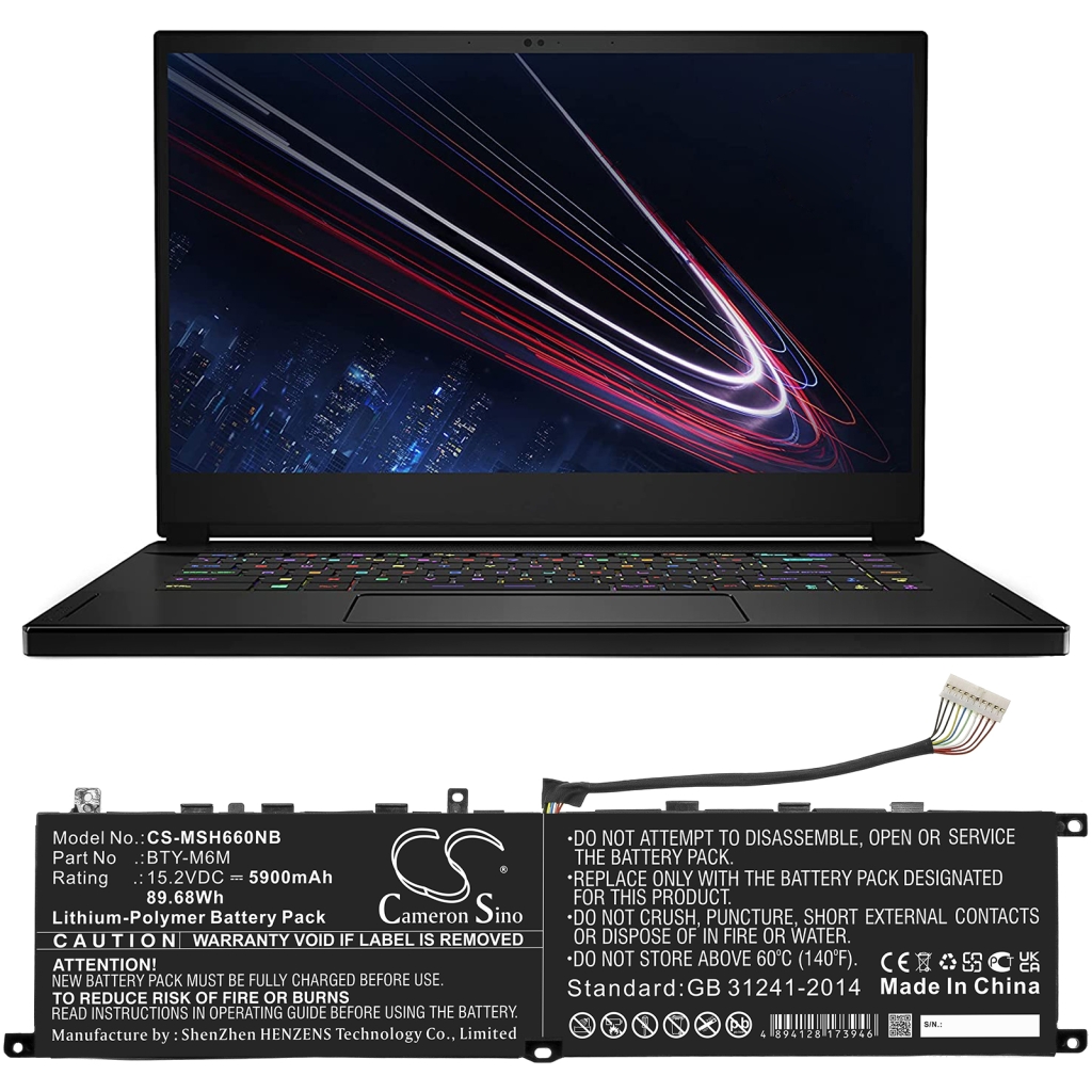 Batería para portátil MSI CS-MSH660NB