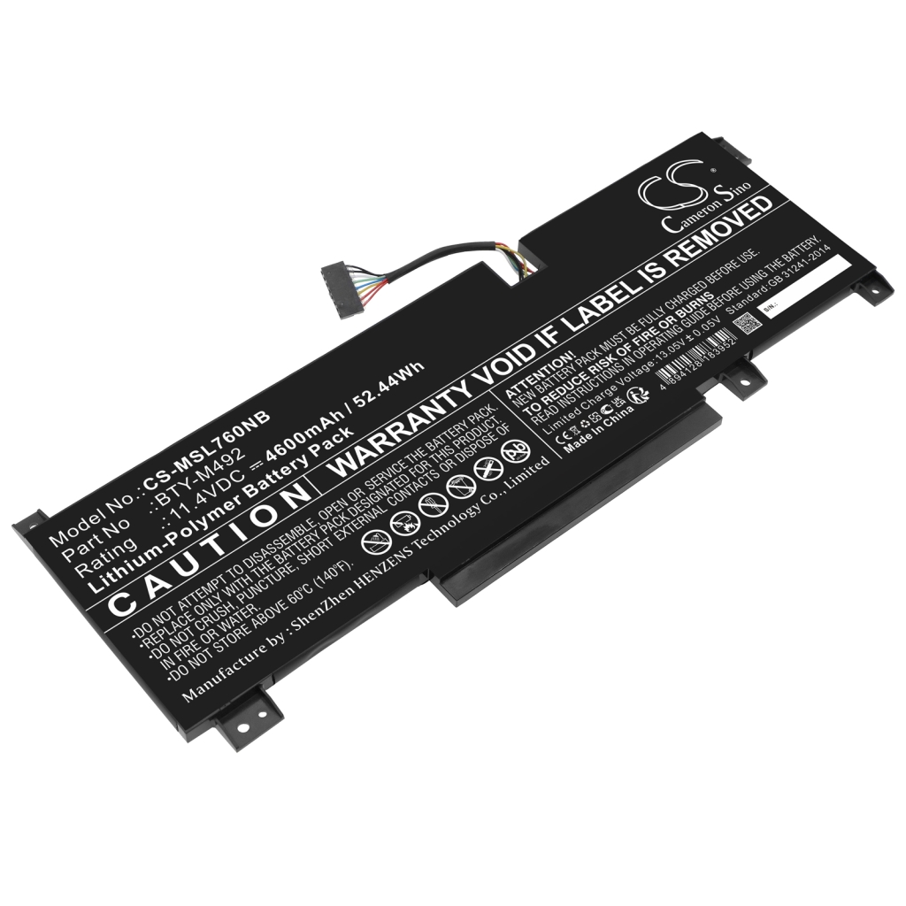 Batería para portátil MSI CS-MSL760NB