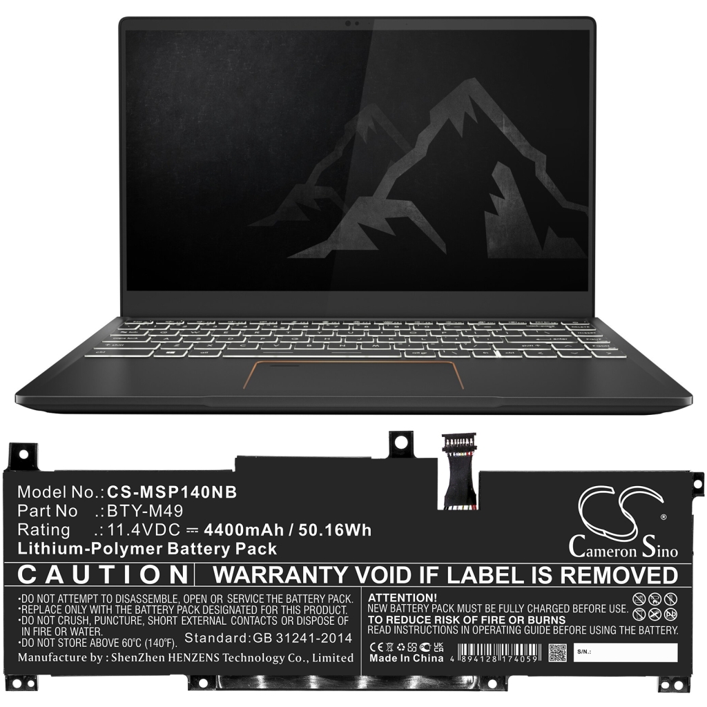 Batería para portátil MSI CS-MSP140NB