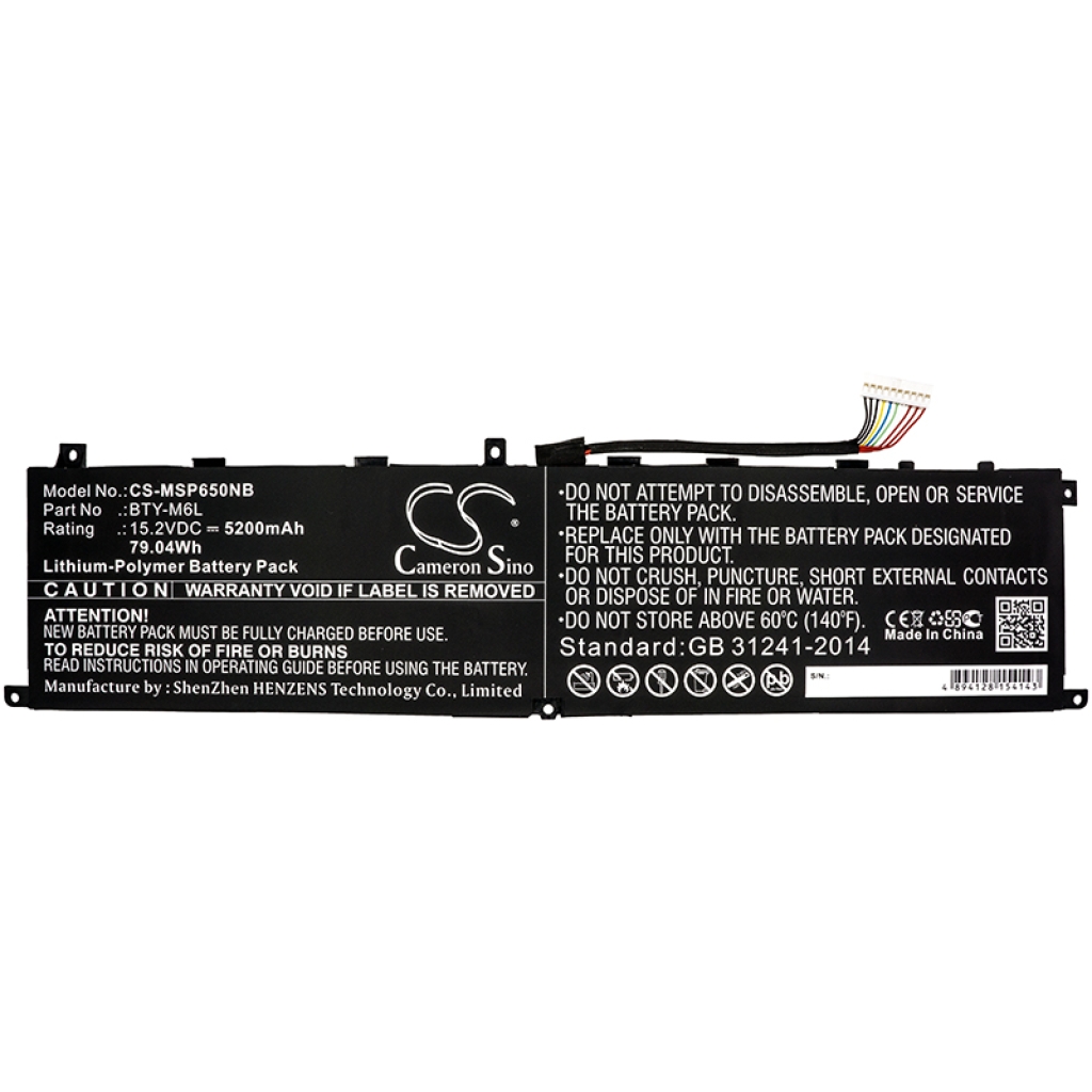 Batería para portátil MSI CS-MSP650NB