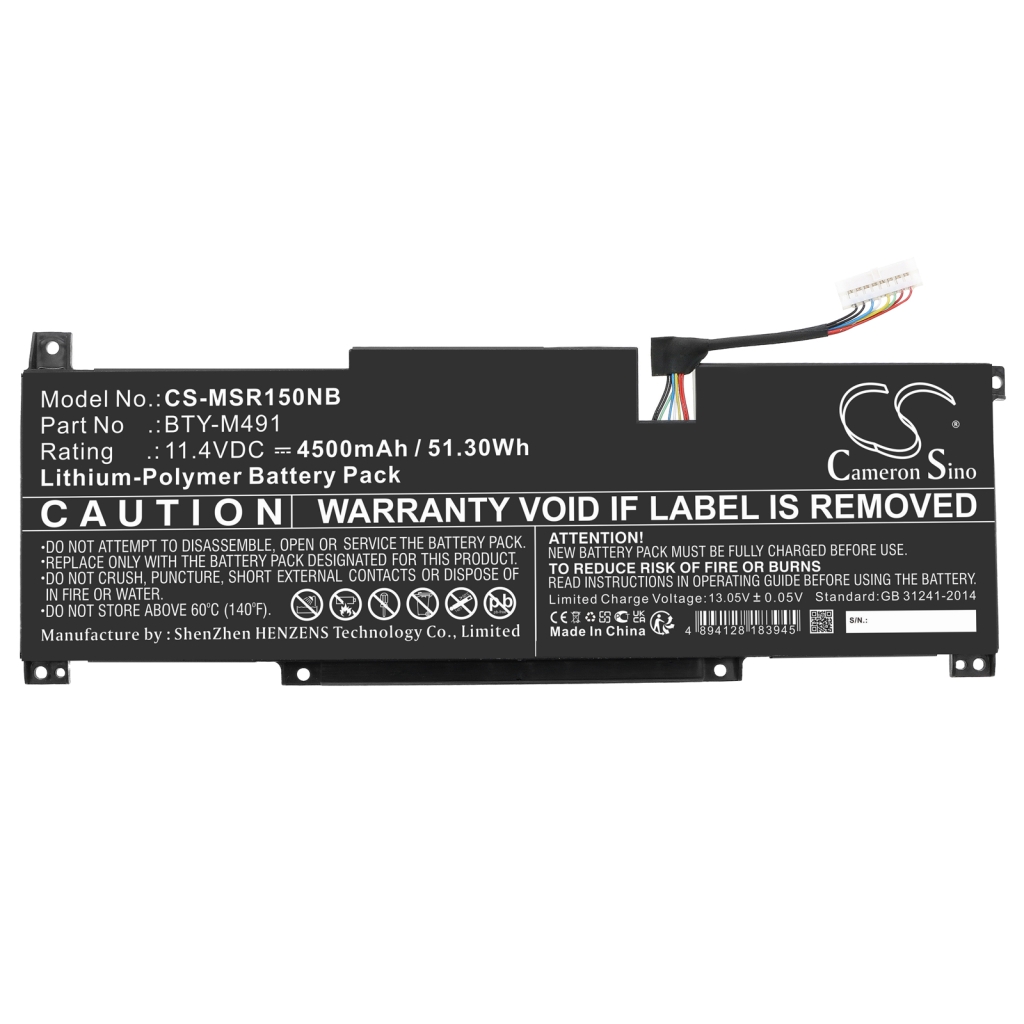 Batería para portátil MSI CS-MSR150NB