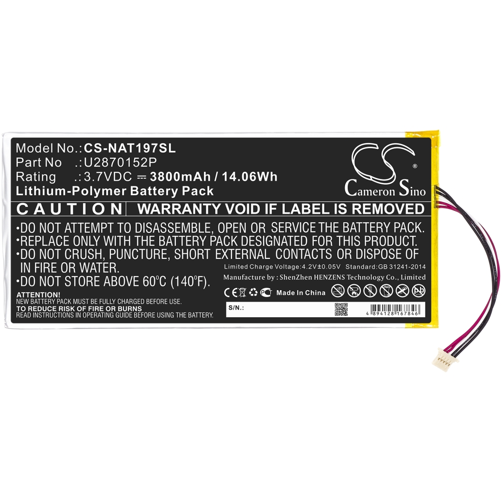 Batería de la tableta Onn CS-NAT197SL
