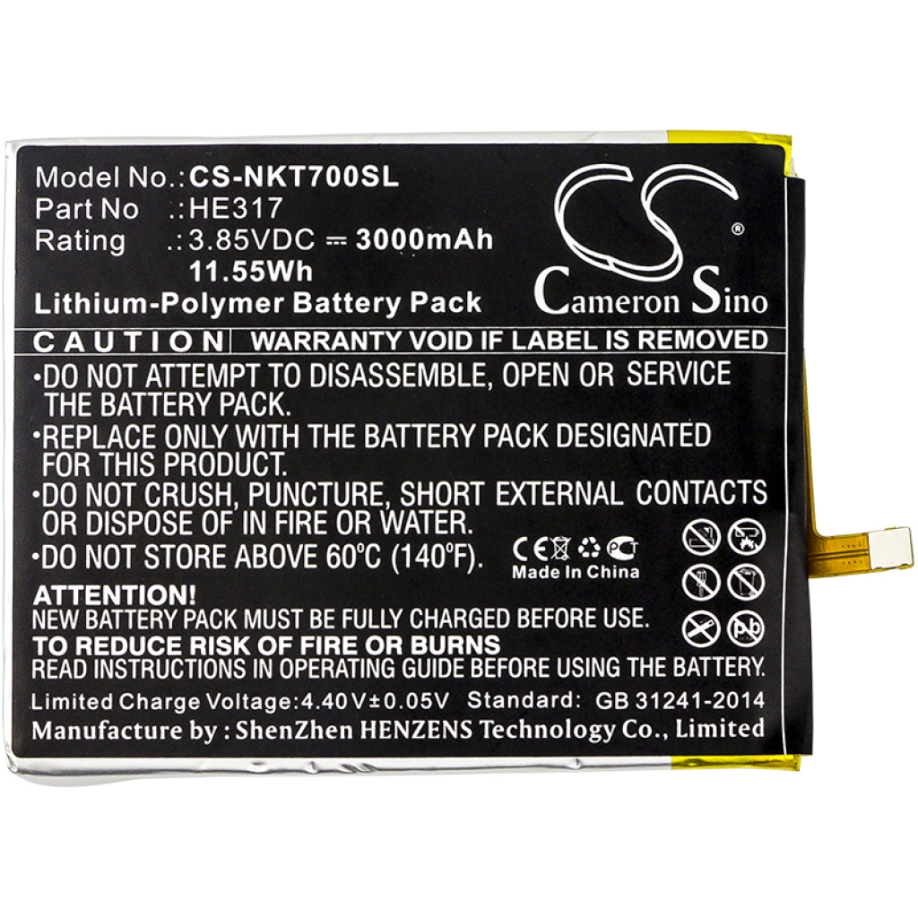 Batería del teléfono móvil Nokia CS-NKT700SL