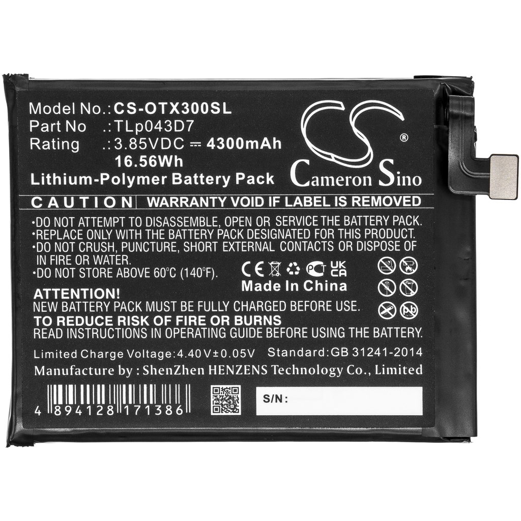 Batería del teléfono móvil Alcatel CS-OTX300SL