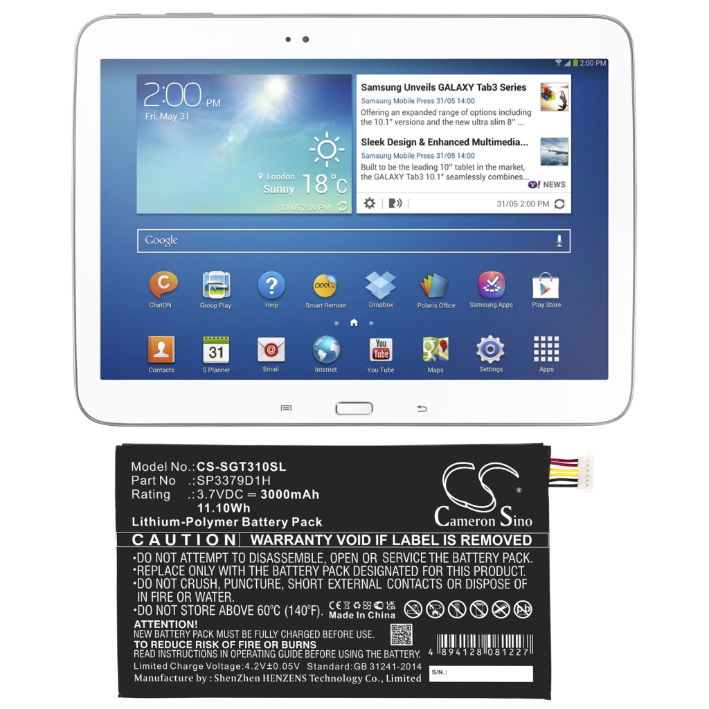 Batería de la tableta Samsung CS-SGT310SL