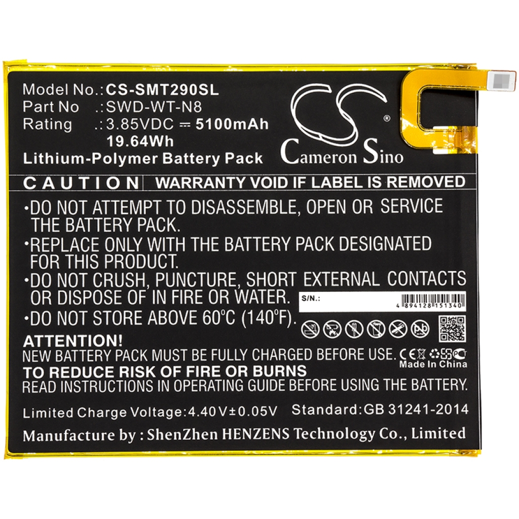 Batería de la tableta Samsung CS-SMT290SL