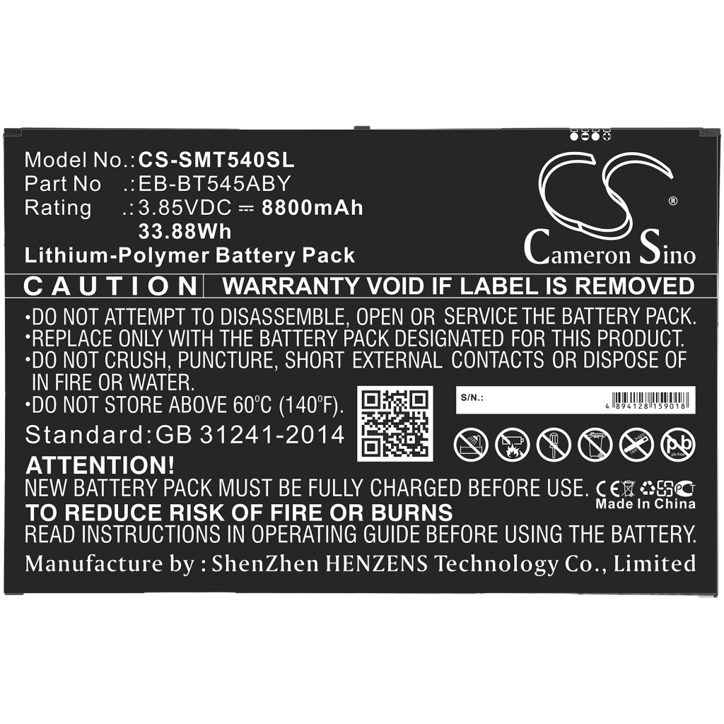 Batería de la tableta Samsung CS-SMT540SL