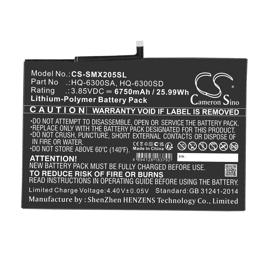 Batería de la tableta Samsung CS-SMX205SL