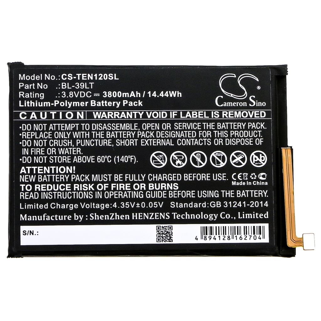 Batería del teléfono móvil Tecno CS-TEN120SL