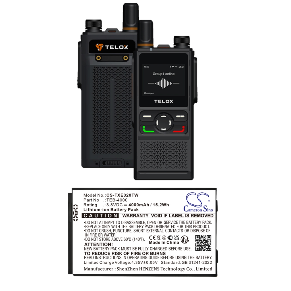 Batería de radio de dos vías Telox CS-TXE320TW