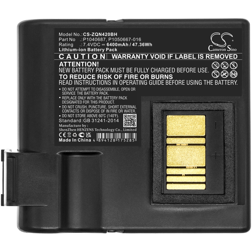 Batería de la impresora Zebra CS-ZQN420BH