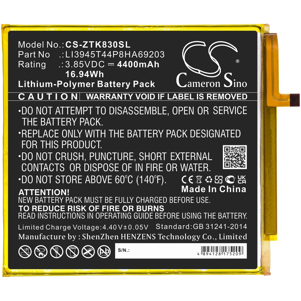Batería de la tableta ZTE CS-ZTK830SL