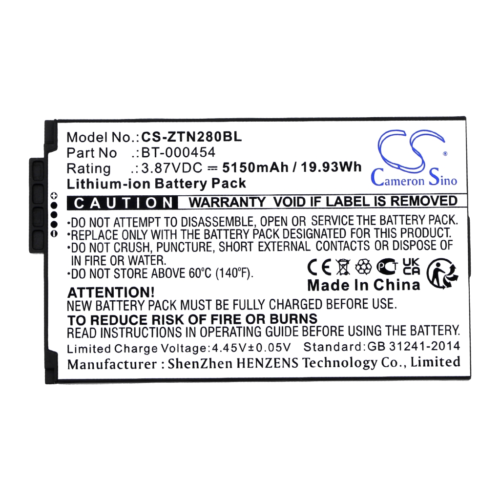 Batería de código de barras, escáner Zebra CS-ZTN280BL