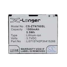 Reemplazo de batería compatible para ZTE LI3715T42P3H415266