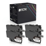 TCTK Cartuchos de tinta LC-424 pack de 4 Negro compatible con Brother DCP-J 1200, para DCP-J 1200 DW W WE, para DCP-J 1200 WE ecopro, sustituye LC424BK